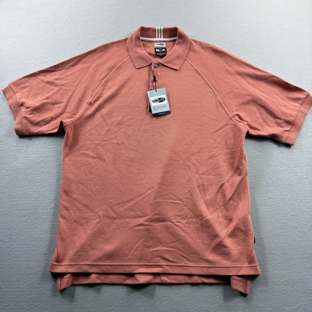 Adidas Climalite Polo Shirt Mens Medium Pink Short Sleeve Golf Performance New